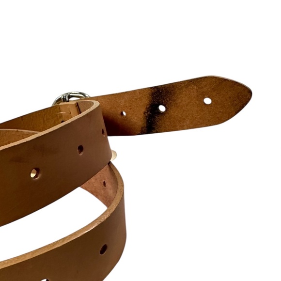 Genuine CIRCA Tan Leather With Circular Metal Buckle Women Belt Medium - Picture 4 of 8
